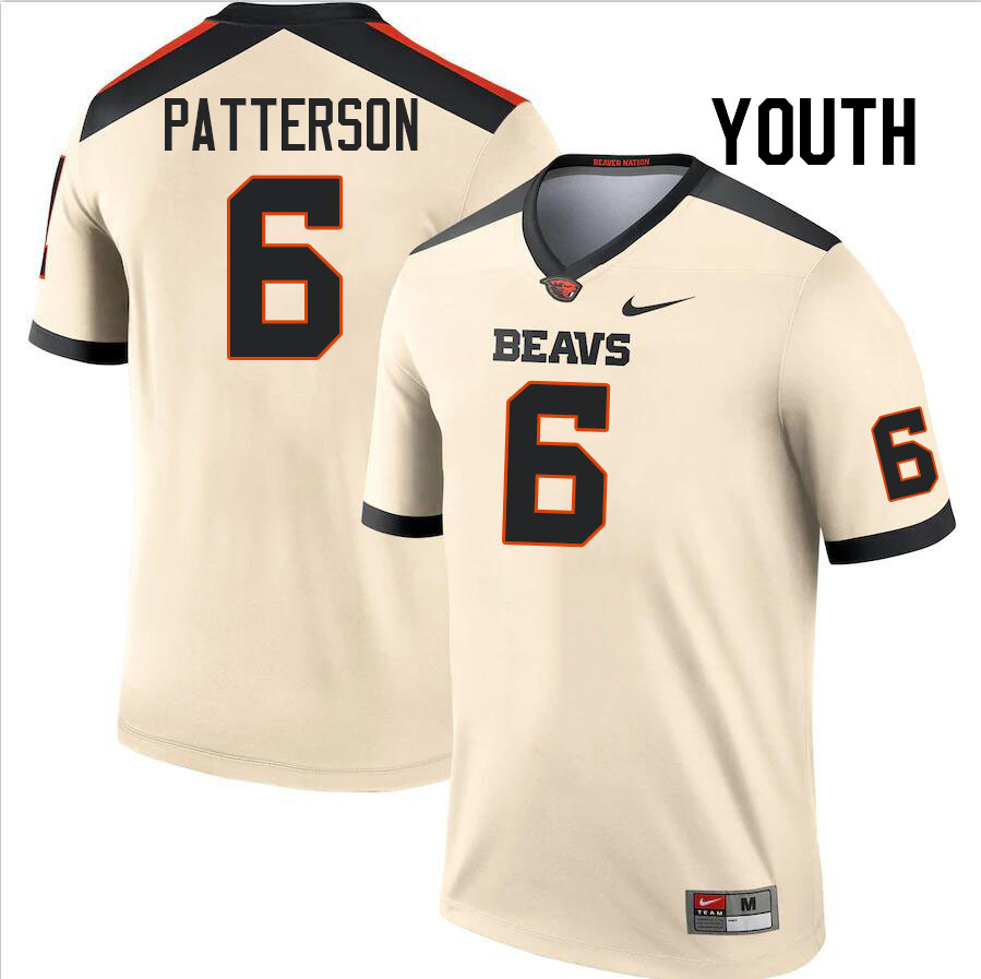 Youth #6 Jaheim Patterson Oregon State Beavers College Football Jerseys Stitched-Cream